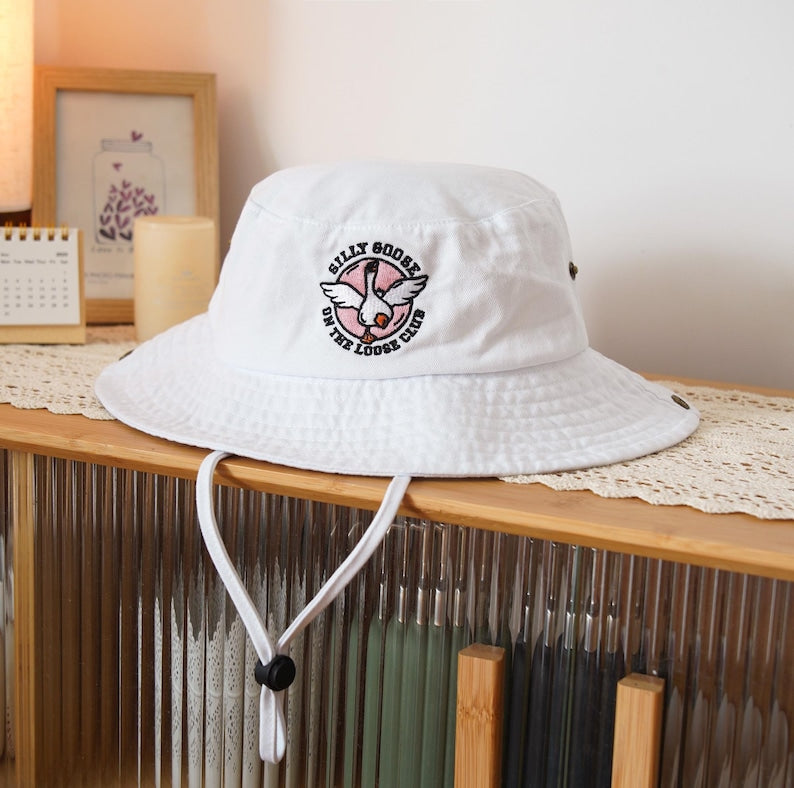 Embroidered Bucket hat GOOSE CLUB Custom hat Hiking hat Custom Personalization Sun hat Camping hat Summer